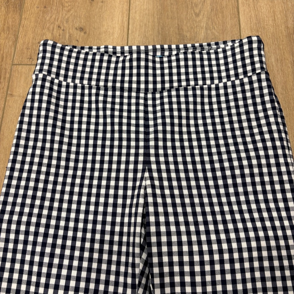 🌟J. MCLAUGHLIN🌟 GINGHAM CHECK PULL ON STRETCH PANT NAVY / WHITE SZ 8 - Picture 3 of 6